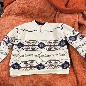 Vintage Cream and Brown Patterned Sweater
